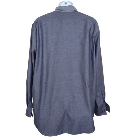 Calvin Klein Dress Shirt Mens 18 Collar Slim Fit Blue Contrast Collar - Picture 6 of 9
